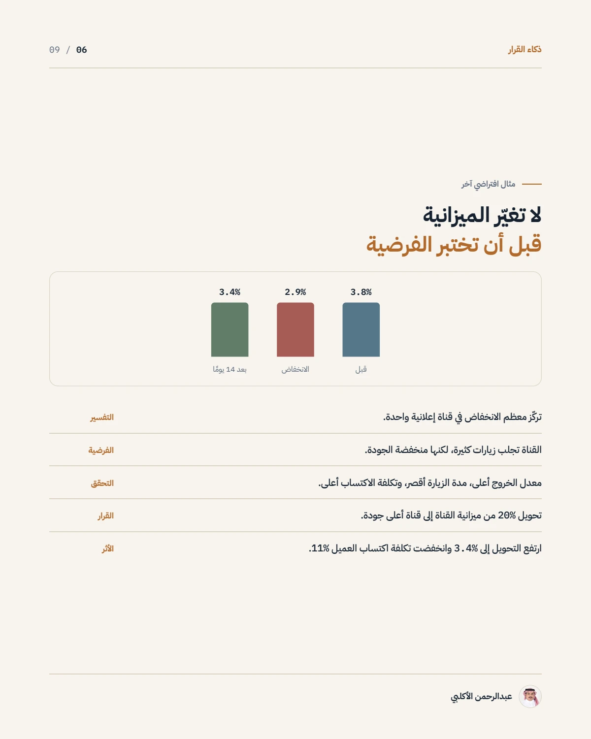 الصفحة 6 من 9 — من لوحة المعلومات إلى ذكاء القرار
