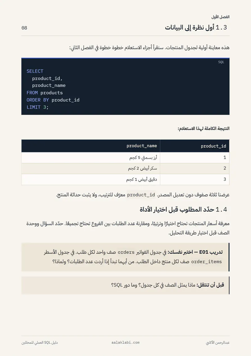الصفحة 8 من 35 — SQL 01 — من الصفر إلى أول تحليل
