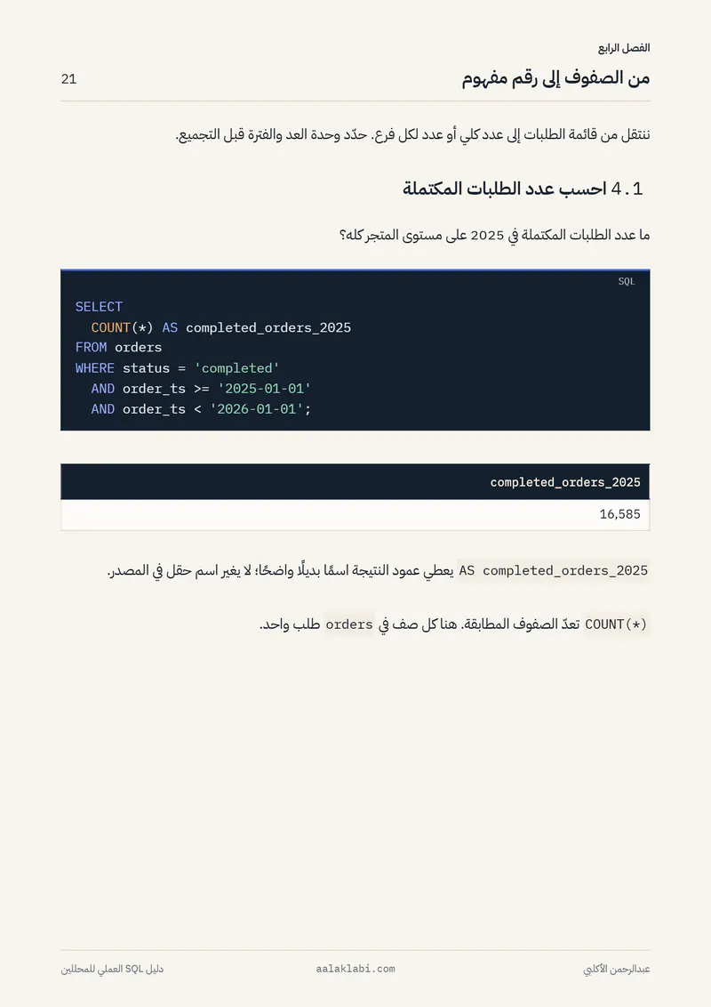 الصفحة 21 من 35 — SQL 01 — من الصفر إلى أول تحليل