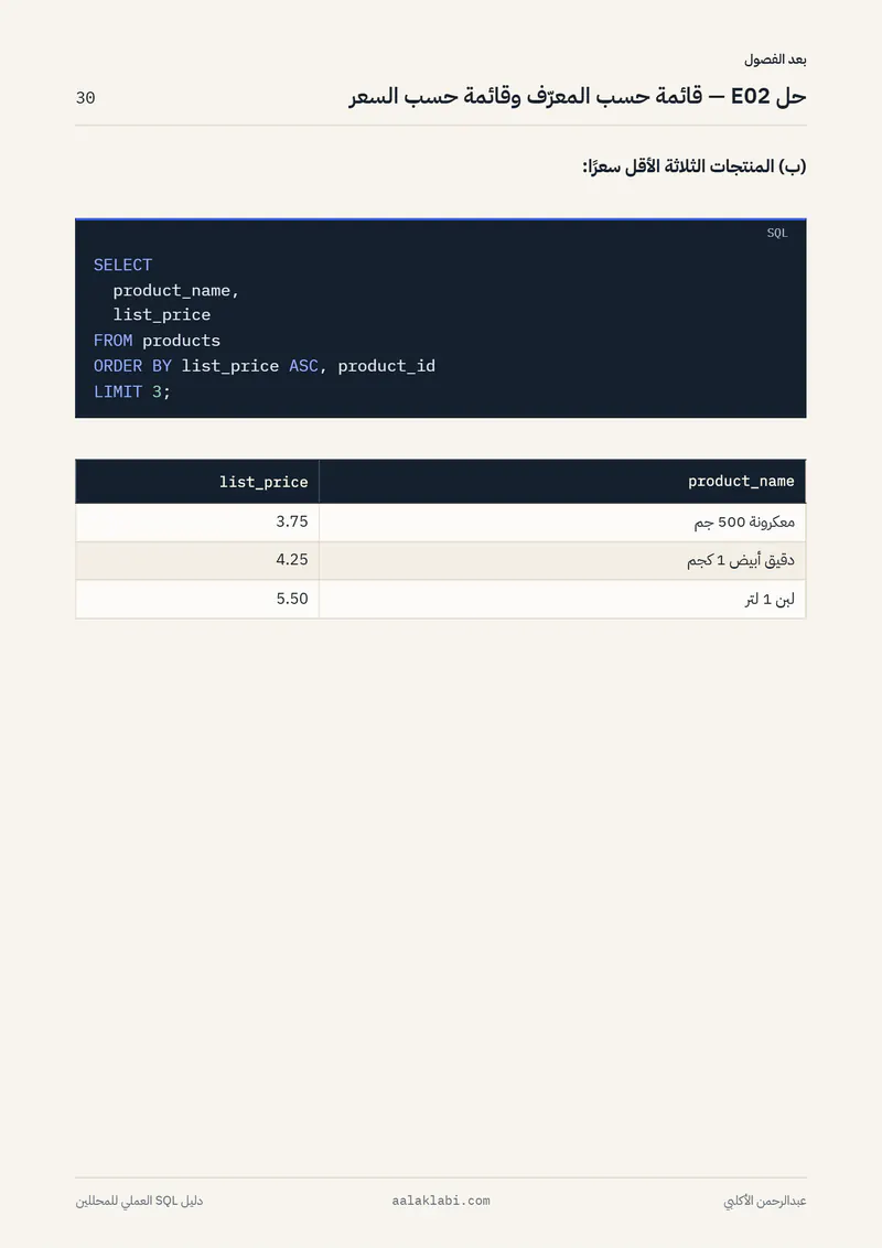الصفحة 30 من 35 — SQL 01 — من الصفر إلى أول تحليل